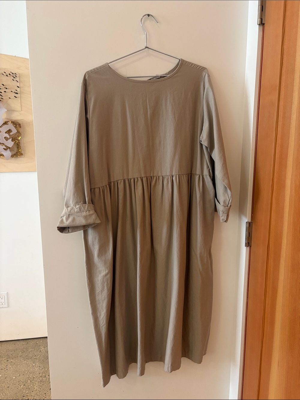 OLIVE Long Sleeve Midi Dress - Taupe